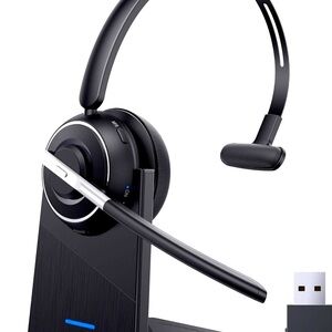 Wireless Black Headphones with Mute Button